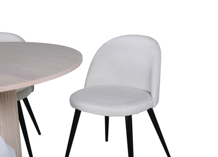Venture Home Bianca & Velvet Runda Matbord ⌀110 Whitewash + Matstolar 2-pack Grädde