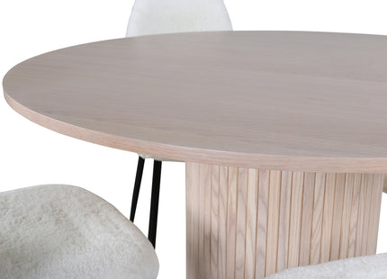 Venture Home Bianca & Polar Runda Matbord ⌀110 Whitewash + Matstolar 2-pack Vit