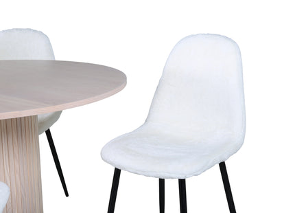 Venture Home Bianca & Polar Runda Matbord ⌀110 Whitewash + Matstolar 2-pack Vit