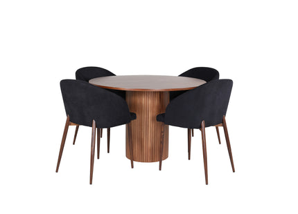 Venture Home Arch & Bianca Matstolar 2-pack Svart + Runda Matbord ⌀110 Valnöt