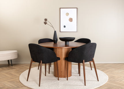 Venture Home Arch & Bianca Matstolar 2-pack Svart + Runda Matbord ⌀110 Valnöt