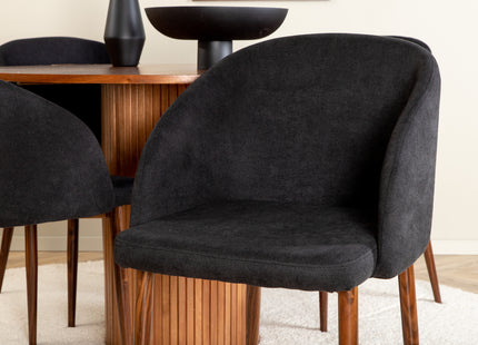 Venture Home Arch & Bianca Matstolar 2-pack Svart + Runda Matbord ⌀110 Valnöt