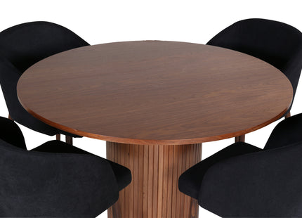 Venture Home Arch & Bianca Matstolar 2-pack Svart + Runda Matbord ⌀110 Valnöt