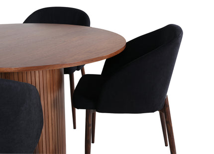 Venture Home Arch & Bianca Matstolar 2-pack Svart + Runda Matbord ⌀110 Valnöt
