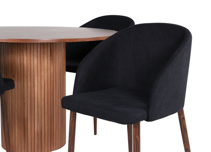 Venture Home Arch & Bianca Matstolar 2-pack Svart + Runda Matbord ⌀110 Valnöt
