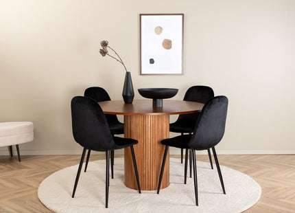 Venture Home Bianca & Polar Runda Matbord ⌀110 Valnöt + Matstolar 2-pack Svart