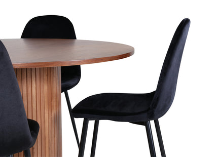 Venture Home Bianca & Polar Runda Matbord ⌀110 Valnöt + Matstolar 2-pack Svart