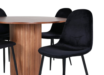 Venture Home Bianca & Polar Runda Matbord ⌀110 Valnöt + Matstolar 2-pack Svart