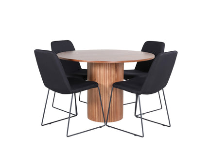 Venture Home Muce & Bianca Matstolar 2-pack Svart + Runda Matbord ⌀110 Valnöt