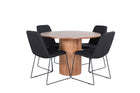 Venture Home Muce & Bianca Matstolar 2-pack Svart + Runda Matbord ⌀110 Valnöt