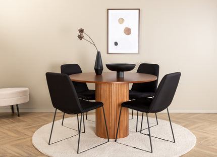 Venture Home Muce & Bianca Matstolar 2-pack Svart + Runda Matbord ⌀110 Valnöt