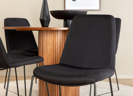 Venture Home Muce & Bianca Matstolar 2-pack Svart + Runda Matbord ⌀110 Valnöt