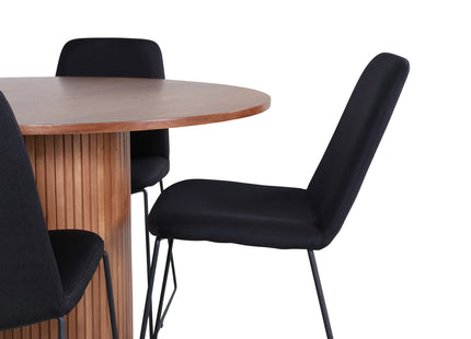 Venture Home Muce & Bianca Matstolar 2-pack Svart + Runda Matbord ⌀110 Valnöt