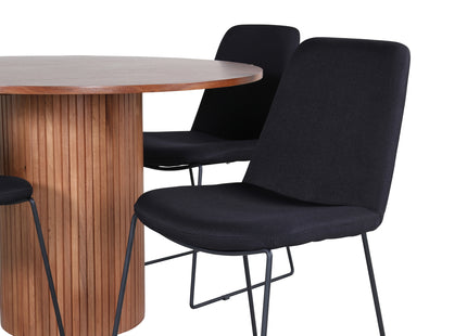 Venture Home Muce & Bianca Matstolar 2-pack Svart + Runda Matbord ⌀110 Valnöt