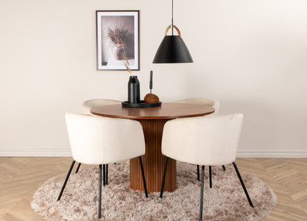 Venture Home Berit & Bianca Matstolar Beige + Runda Matbord ⌀110 Valnöt