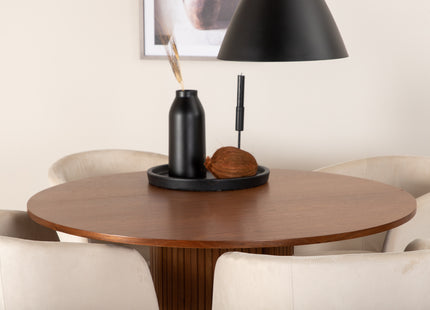 Venture Home Berit & Bianca Matstolar Beige + Runda Matbord ⌀110 Valnöt