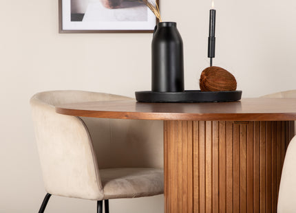 Venture Home Berit & Bianca Matstolar Beige + Runda Matbord ⌀110 Valnöt