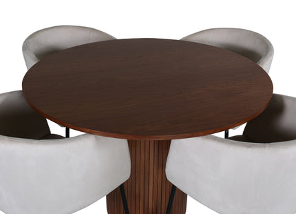 Venture Home Berit & Bianca Matstolar Beige + Runda Matbord ⌀110 Valnöt