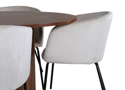 Venture Home Berit & Bianca Matstolar Beige + Runda Matbord ⌀110 Valnöt