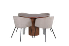 Venture Home Berit & Bianca Matstolar Beige + Runda Matbord ⌀110 Valnöt