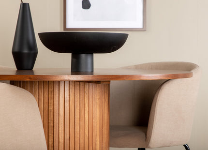 Venture Home Berit & Bianca Matstolar Beige + Runda Matbord ⌀110 Valnöt