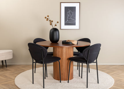 Venture Home Vault & Bianca Matstolar 2-pack Svart + Runda Matbord ⌀110 Valnöt