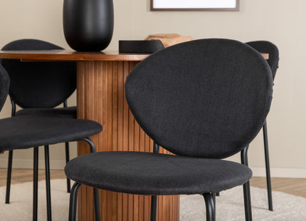 Venture Home Vault & Bianca Matstolar 2-pack Svart + Runda Matbord ⌀110 Valnöt