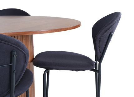 Venture Home Vault & Bianca Matstolar 2-pack Svart + Runda Matbord ⌀110 Valnöt