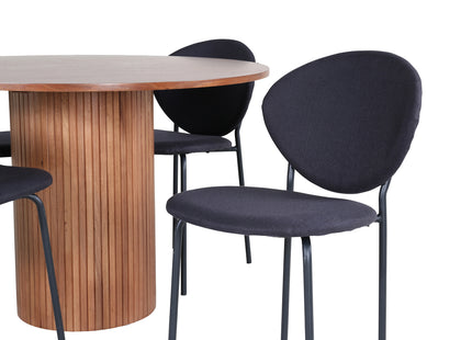 Venture Home Vault & Bianca Matstolar 2-pack Svart + Runda Matbord ⌀110 Valnöt