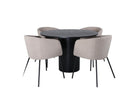 Venture Home Berit & Bianca Matstolar Beige + Runda Matbord ⌀110 Svart