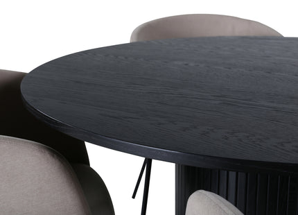 Venture Home Berit & Bianca Matstolar Beige + Runda Matbord ⌀110 Svart