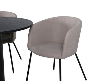 Venture Home Berit & Bianca Matstolar Beige + Runda Matbord ⌀110 Svart
