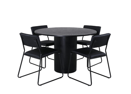 Venture Home Kenth & Bianca Matstolar 2-pack Svart + Runda Matbord ⌀110 Svart