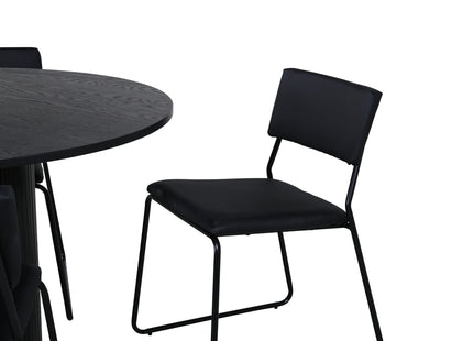 Venture Home Kenth & Bianca Matstolar 2-pack Svart + Runda Matbord ⌀110 Svart