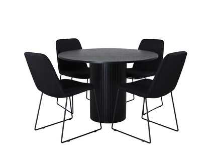 Venture Home Muce & Bianca Matstolar 2-pack Svart + Runda Matbord ⌀110 Svart