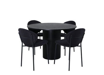 Venture Home Vault & Bianca Matstolar 2-pack Svart + Runda Matbord ⌀110 Svart