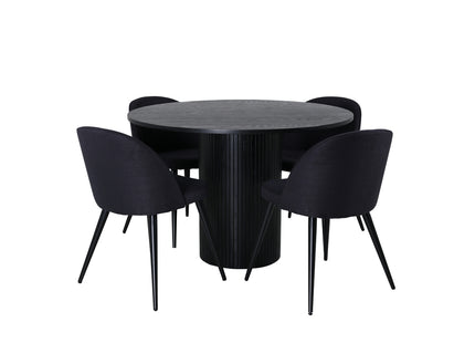 Venture Home Bianca & Velvet Runda Matbord ⌀110 Svart + Matstolar 2-pack Svart