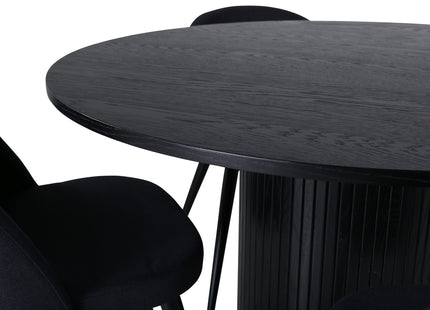 Venture Home Bianca & Velvet Runda Matbord ⌀110 Svart + Matstolar 2-pack Svart