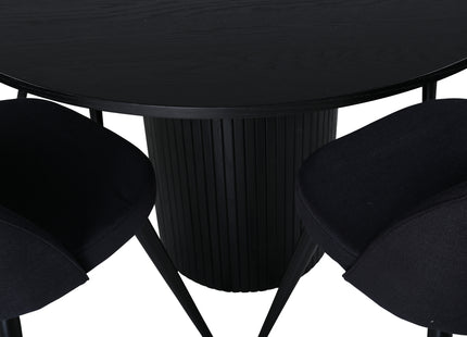 Venture Home Bianca & Velvet Runda Matbord ⌀110 Svart + Matstolar 2-pack Svart