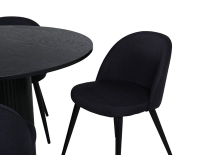 Venture Home Bianca & Velvet Runda Matbord ⌀110 Svart + Matstolar 2-pack Svart