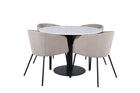 Venture Home Berit & Estelle Matstolar Beige + Runda Matbord ⌀106 Vit