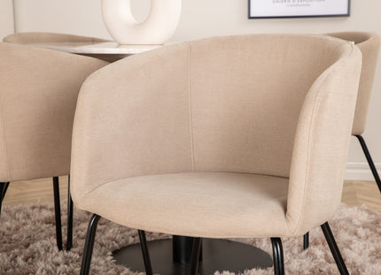 Venture Home Berit & Estelle Matstolar Beige + Runda Matbord ⌀106 Vit