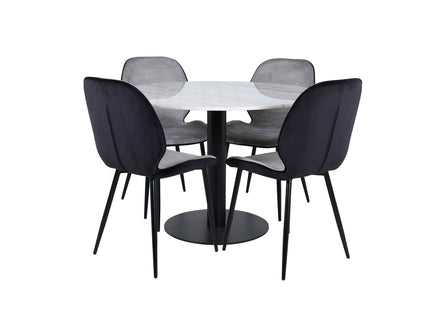 Venture Home Emma & Estelle Matstolar 2-pack Grå + Runda Matbord ⌀106 Vit
