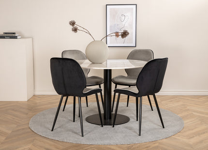 Venture Home Emma & Estelle Matstolar 2-pack Grå + Runda Matbord ⌀106 Vit