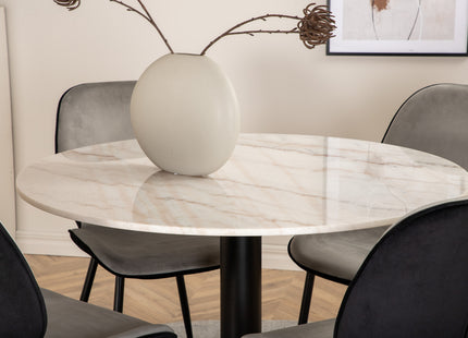 Venture Home Emma & Estelle Matstolar 2-pack Grå + Runda Matbord ⌀106 Vit