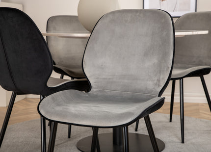 Venture Home Emma & Estelle Matstolar 2-pack Grå + Runda Matbord ⌀106 Vit