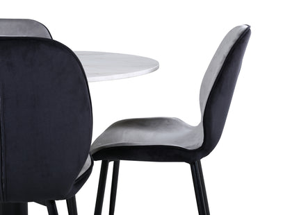 Venture Home Emma & Estelle Matstolar 2-pack Grå + Runda Matbord ⌀106 Vit