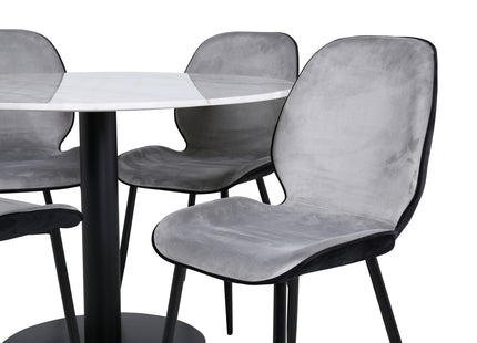 Venture Home Emma & Estelle Matstolar 2-pack Grå + Runda Matbord ⌀106 Vit