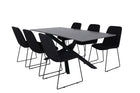 Venture Home Muce & Piazza Matstolar 2-pack Svart + Rektangulära Matbord 180 x 90 Svart