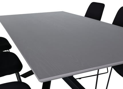 Venture Home Muce & Piazza Matstolar 2-pack Svart + Rektangulära Matbord 180 x 90 Svart